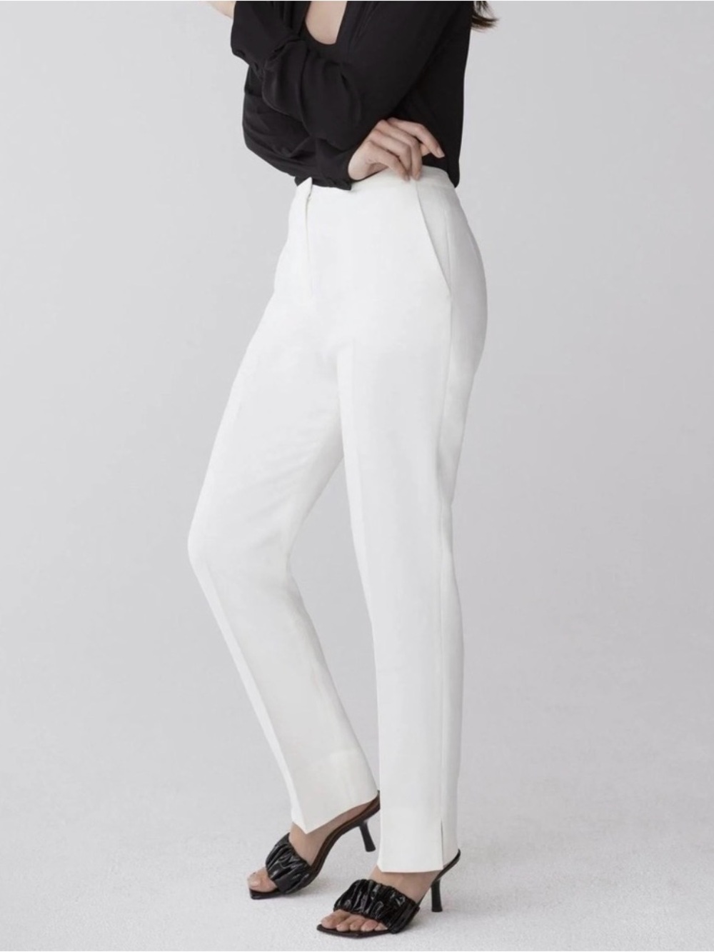 🛍️SALE🛍️ BCBGMaxAzria TARIK Off-White Tailored Straight Pants Trousers - Picture 7 of 14